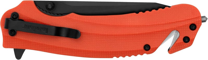 Kershaw Barricade Pocket Knife, Orange, 3.5 Inch Stainless Steel Drop Point Blade, Multifunction Rescue EDC with Assisted Opening, Everyday Carry Pocket Knife for Men and Women - Image 4